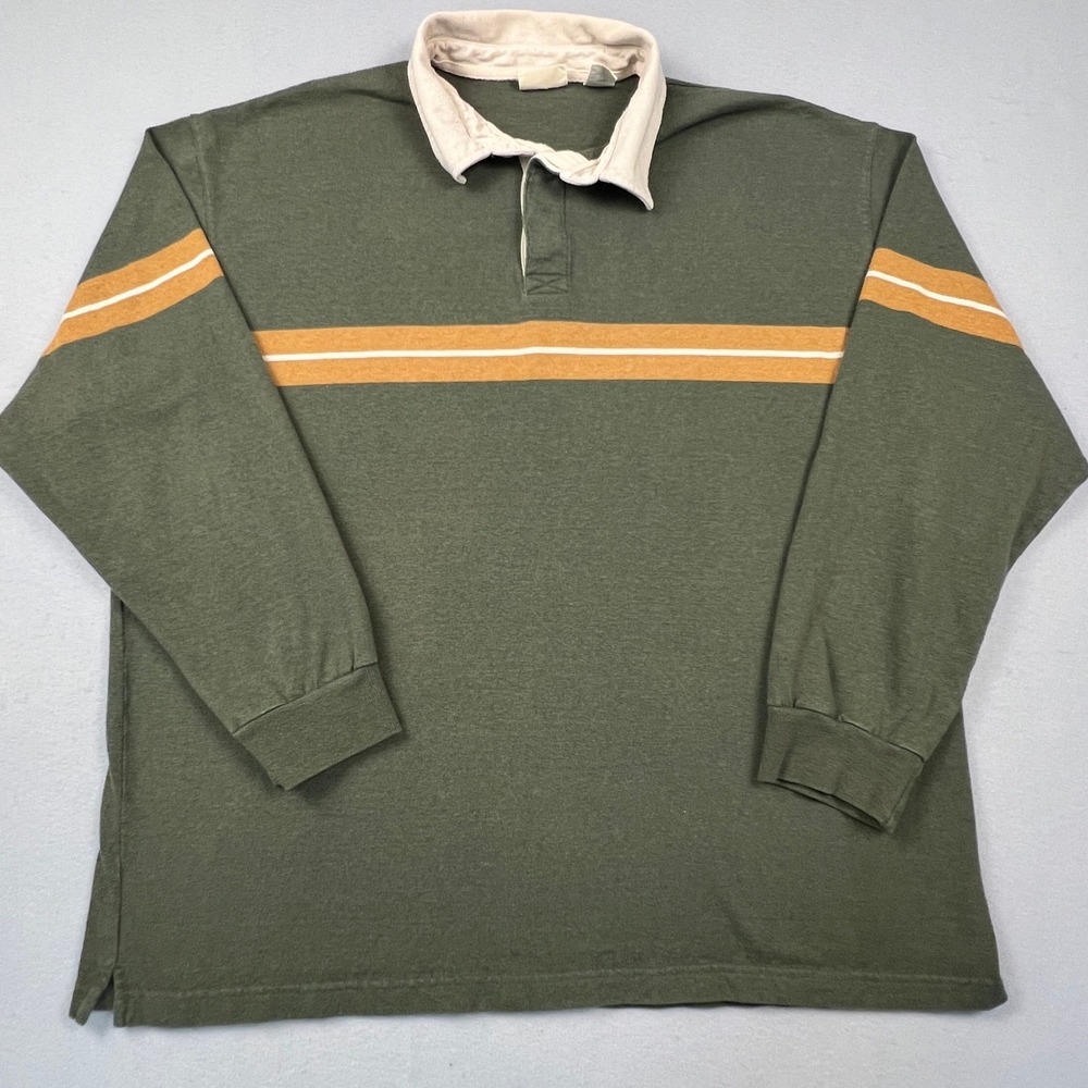 VTG St Johns Bay Rugby Shirt Mens 2XLT Long Sleeve Striped‎ Cotton Blend Casual